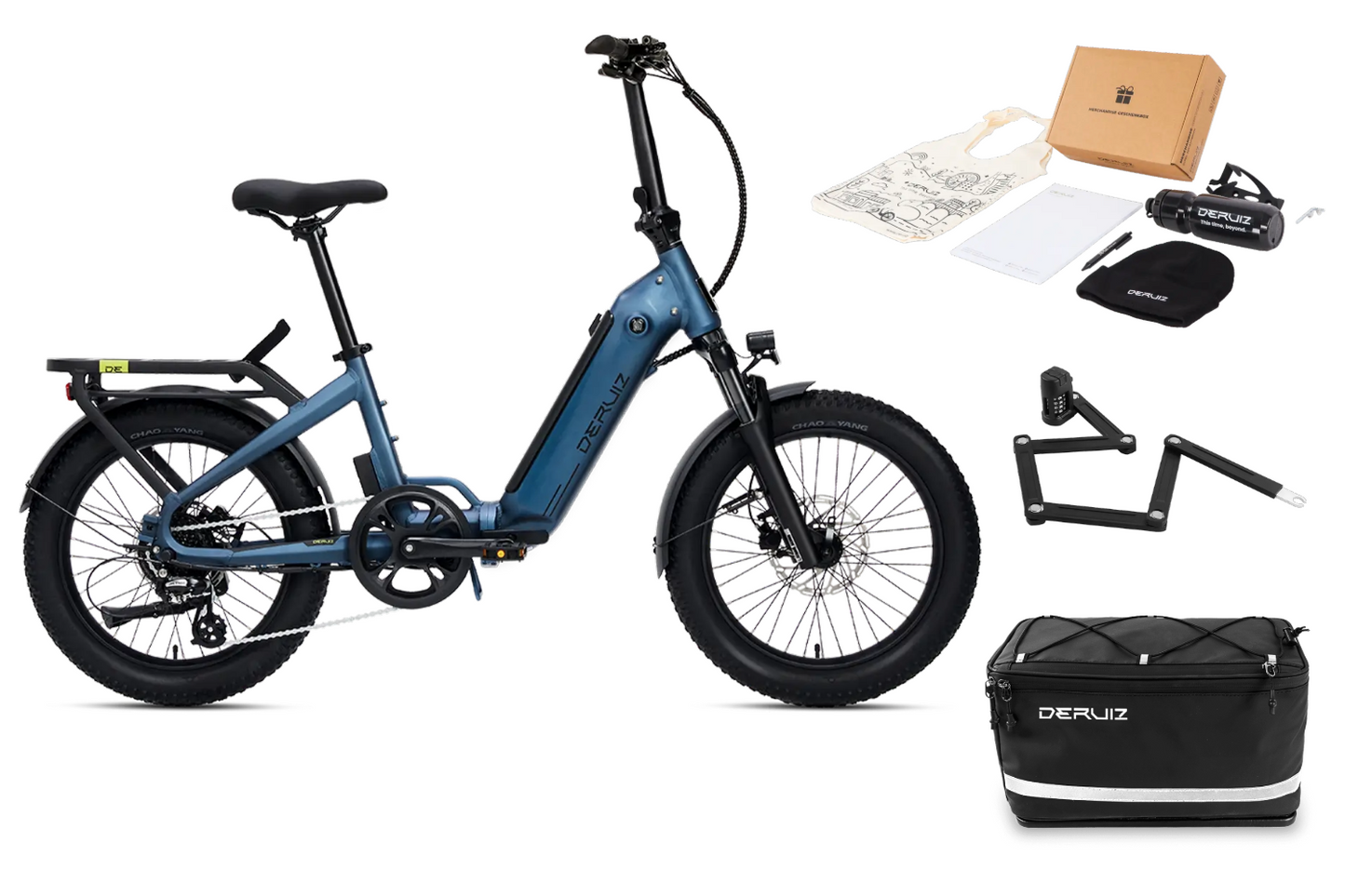 DERUIZ Peridot E-Faltrad mit breiten Reifen und 500Wh Akku