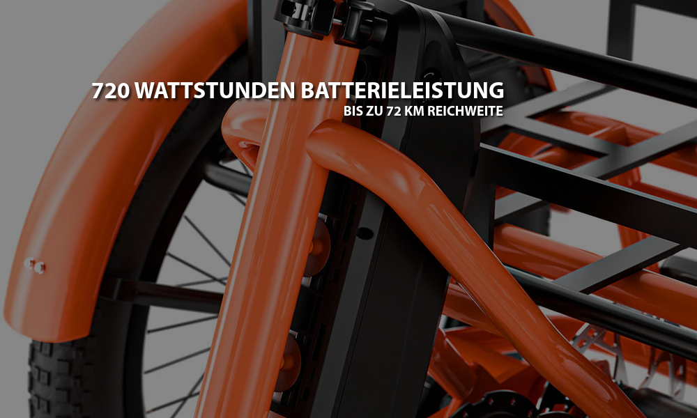 Mooncool TK1 Faltbares E-Dreirad mit Freilauf und 720 Wh