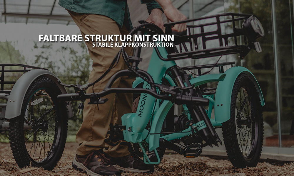 Mooncool TK1 Faltbares E-Dreirad mit Freilauf und 720 Wh